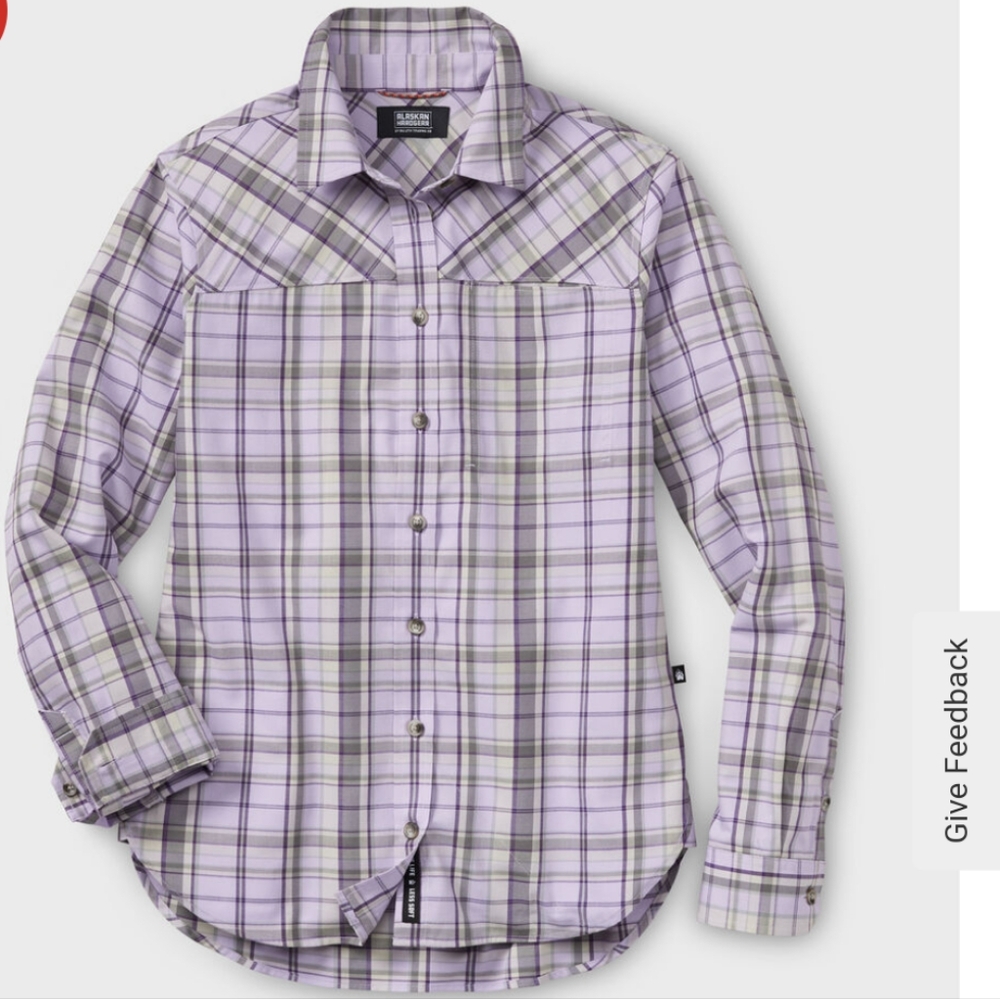 Duluth Trading 3X Lavender Plaid Long Sleeve Shirt Midnight Sun Lightweight